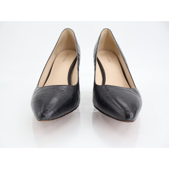 Cole Haan Women's Karena Pump Size 7 Block Heel Black Croc Leather Shoe - Picture 2 of 11